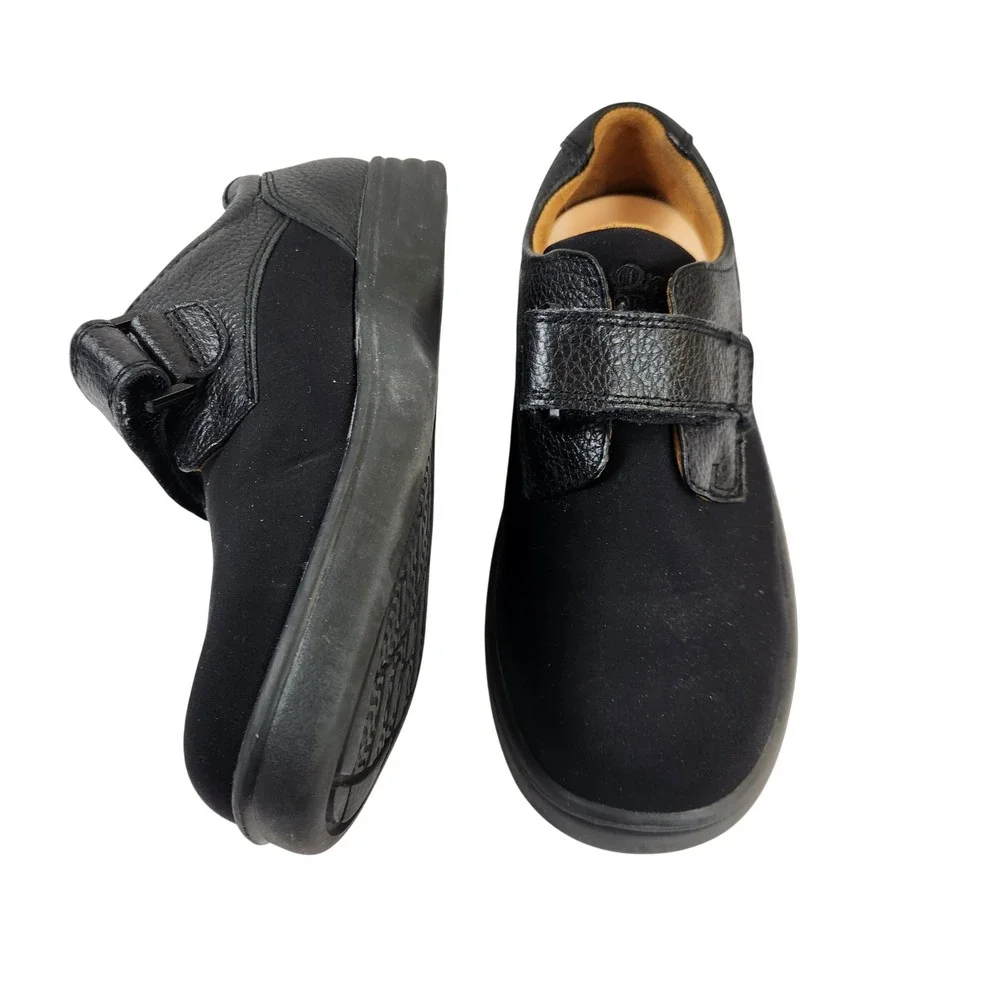 Dr Comfort Annie Stk 4510‎ Black Leather Suede Hook Loop Shoes Size 8M